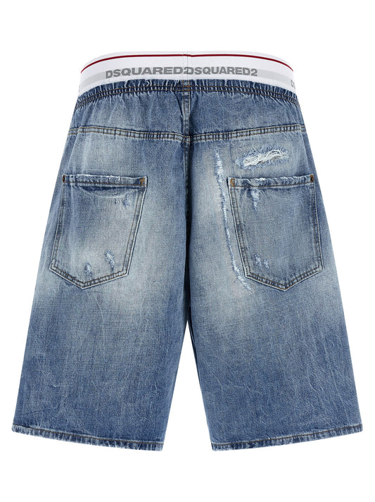 Blue Cotton Bermuda Shorts