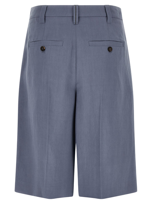 Blue Viscose Bermuda Shorts