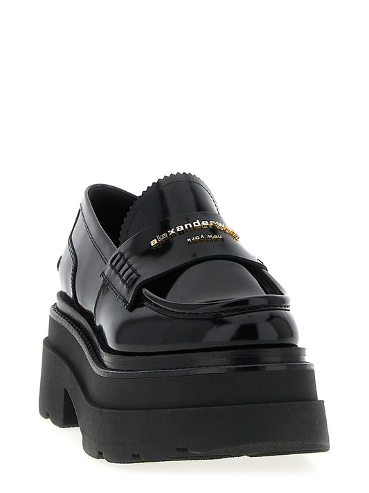 Black Cowhide Platform Loafers