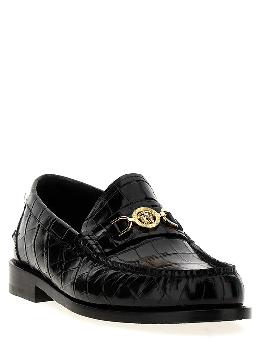 Black Velvet Leather Slip-On Loafers