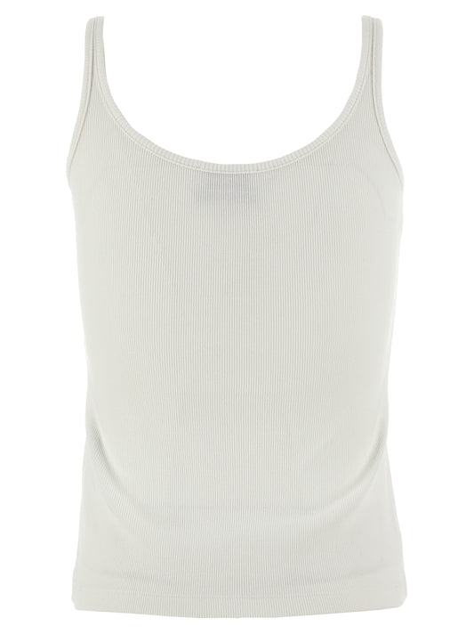 White Cotton Sleeveles T-Shirt
