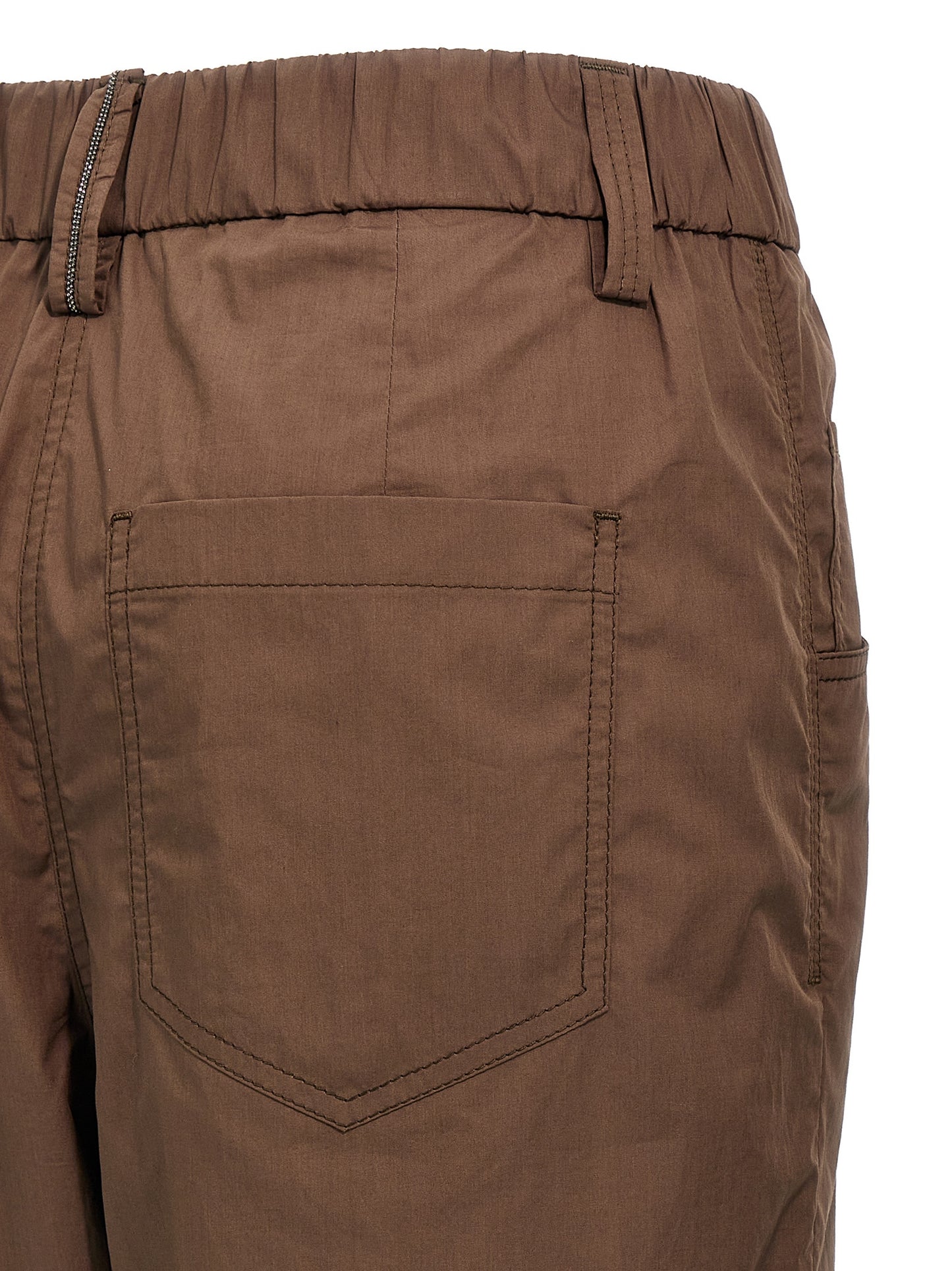 Brown Cotton Casual Pants