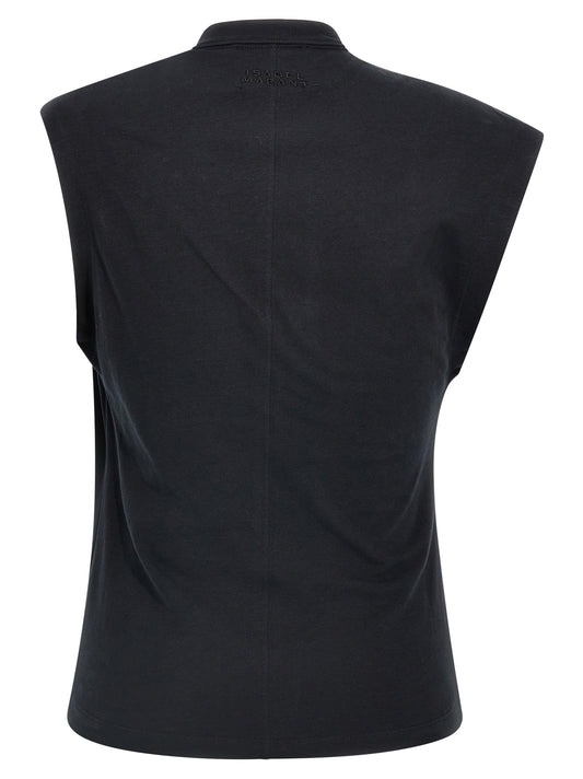 Black Cotton Sleeveles T-Shirt