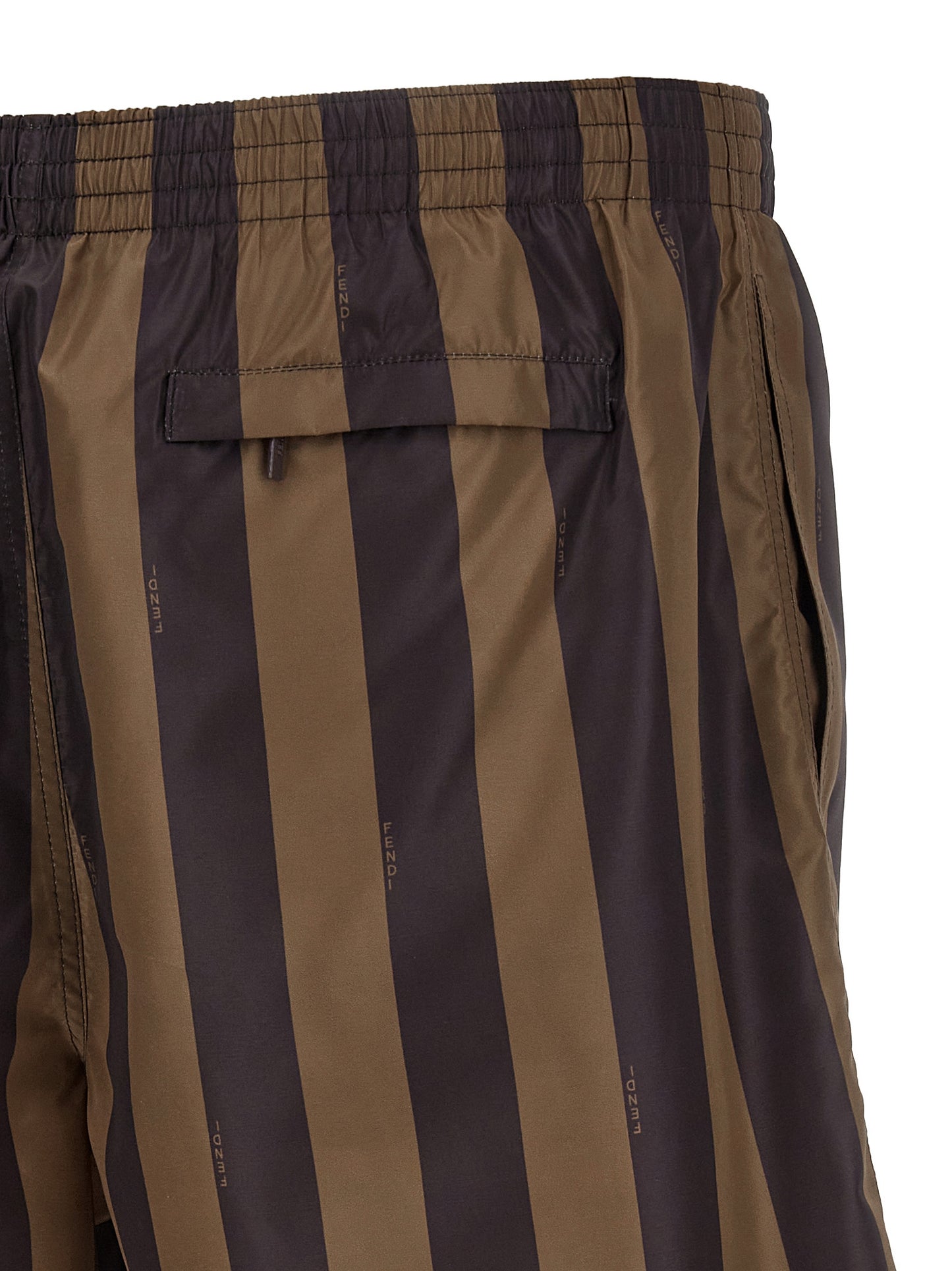 Brown Polyester Swim Shorts