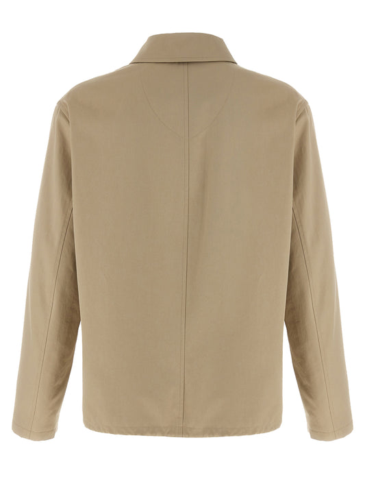 Beige Cotton Full-Length Jacket