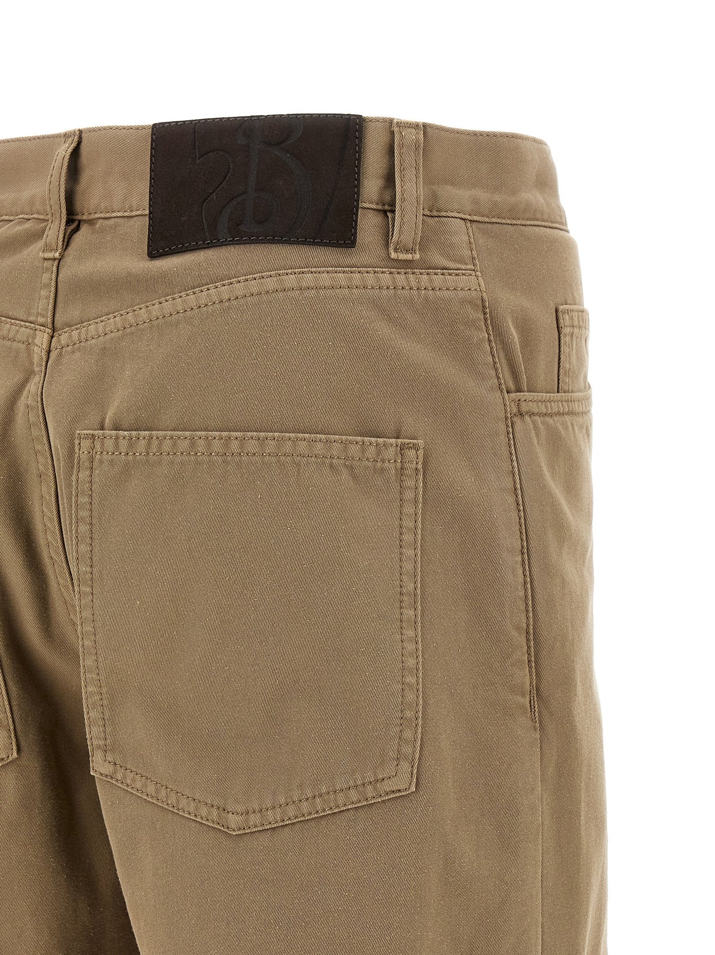 Beige Cotton Casual Pants