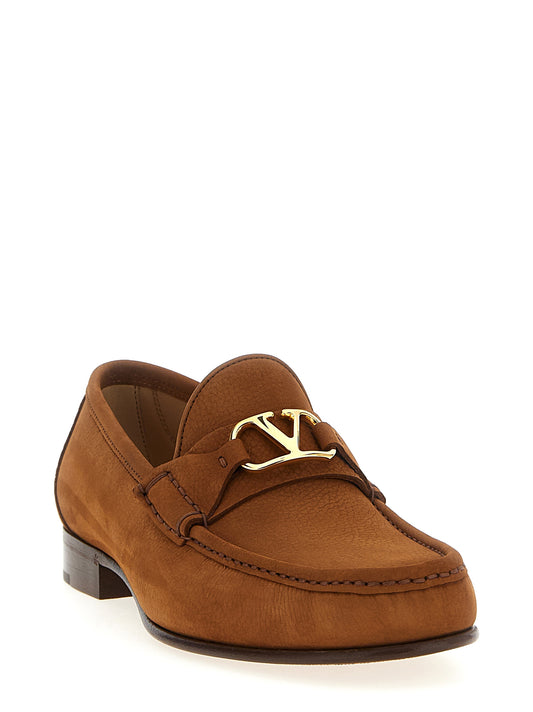 Brown Calfskin Slip-On Loafers