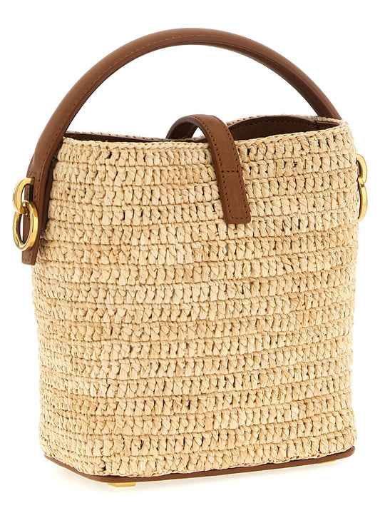 Beige Raffia Crossbody Bag
