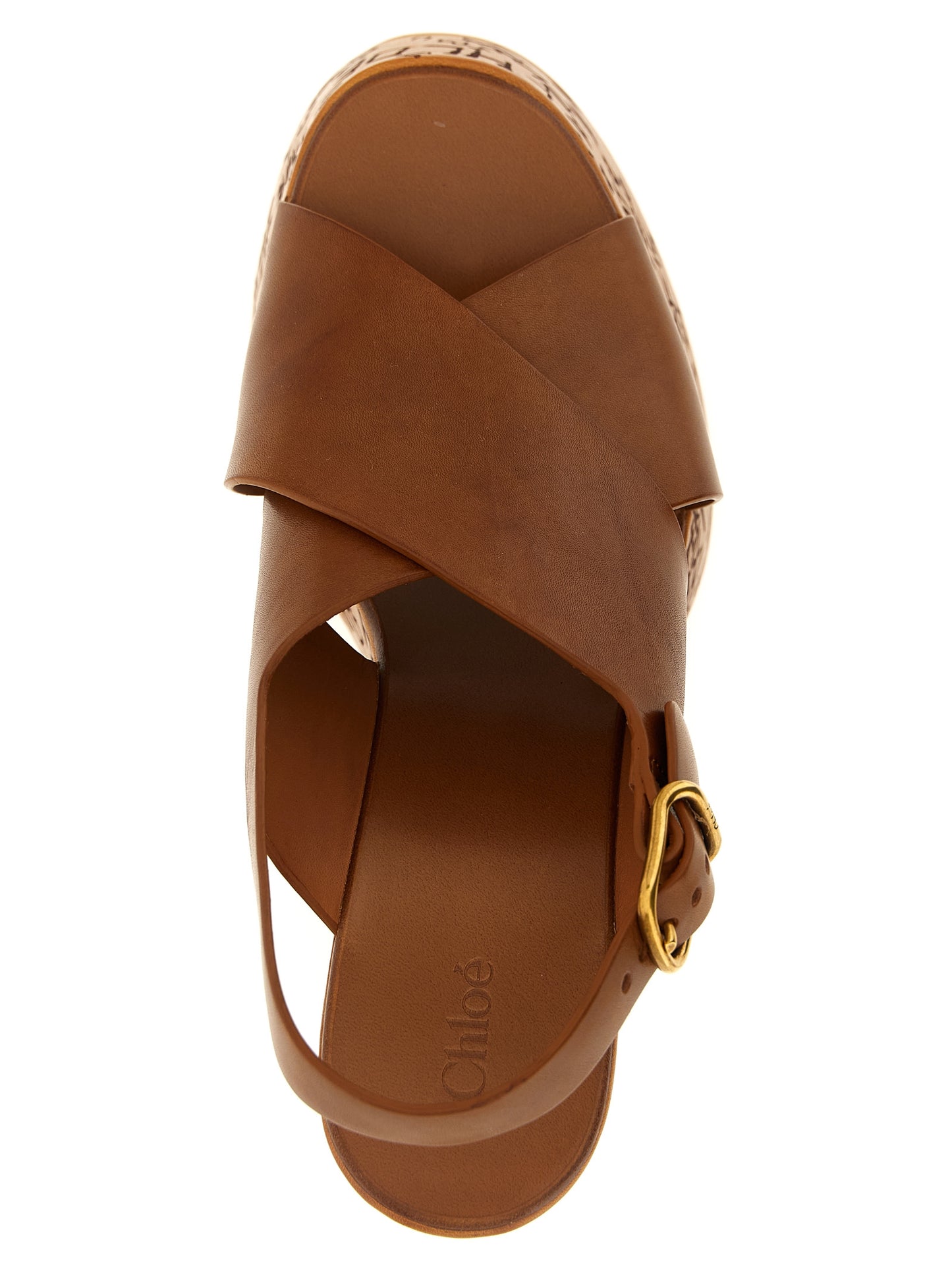 Brown Calfskin Wedge Sandals