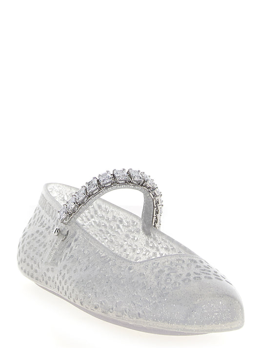 Silver Plastic Ballet Flats