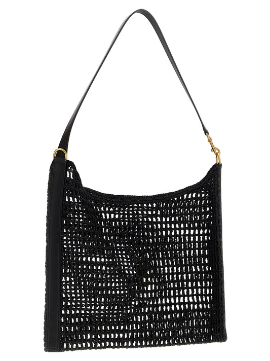 Black Raffia Shoulder Bag