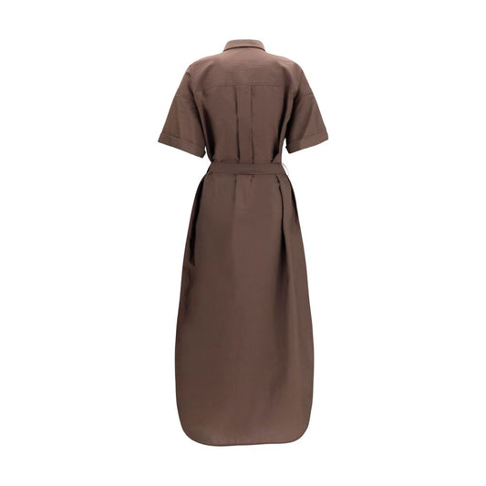 Brown Cotton Casual Dress