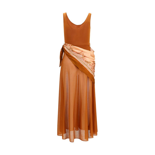 Brown Viscose Casual Dress