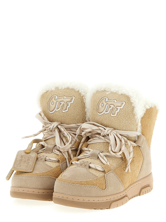Beige Calfskin Ankle Boots