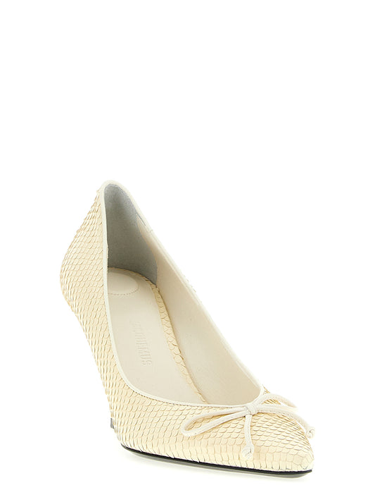 Beige Calfskin High Heel Pumps