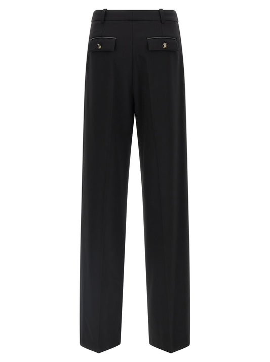 Black Polyester Casual Pants