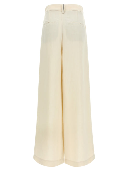 White Viscose Casual Pants