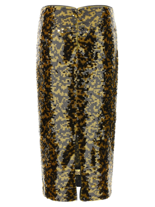 Multicolor Polyester Midi Skirt