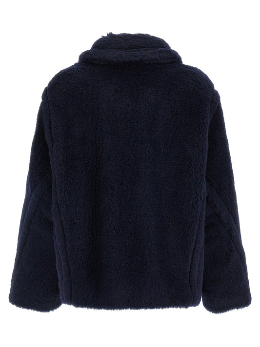 Blue Alpaca Leather Coat