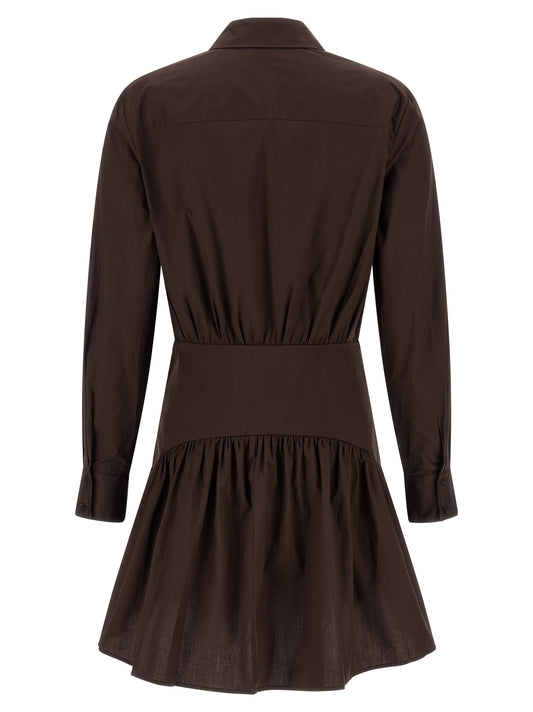 Brown Cotton Short Dress