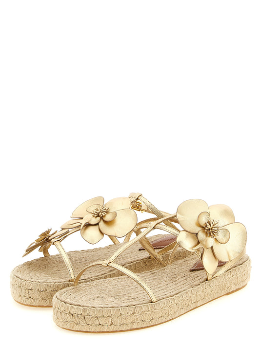 Gold Leather Flat Sandals