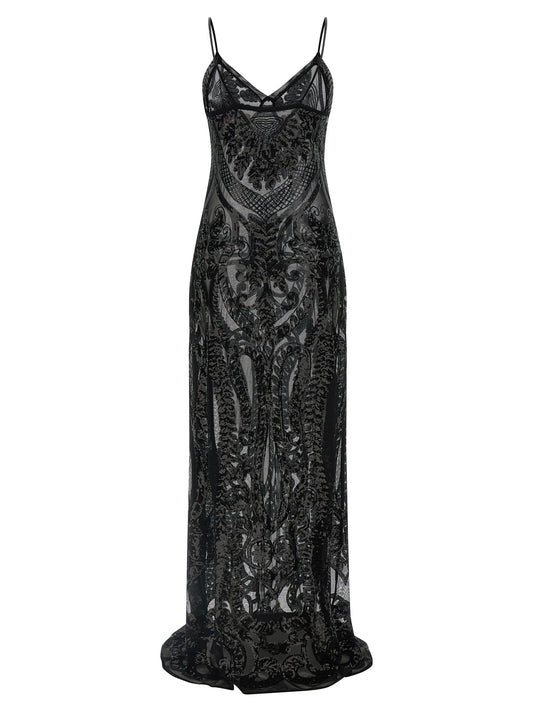 Black Polyester Long Dress