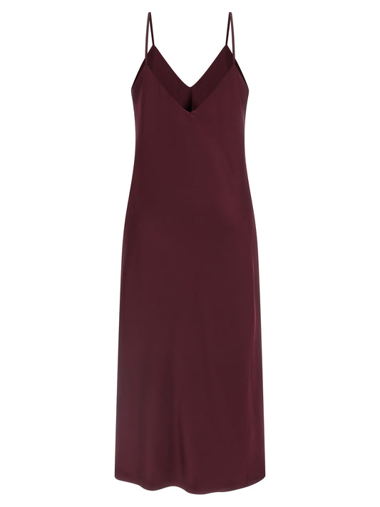 Bordeaux Polyester Midi Dress