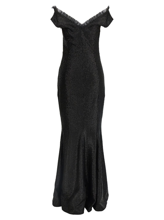 Black Polyester Long Dress