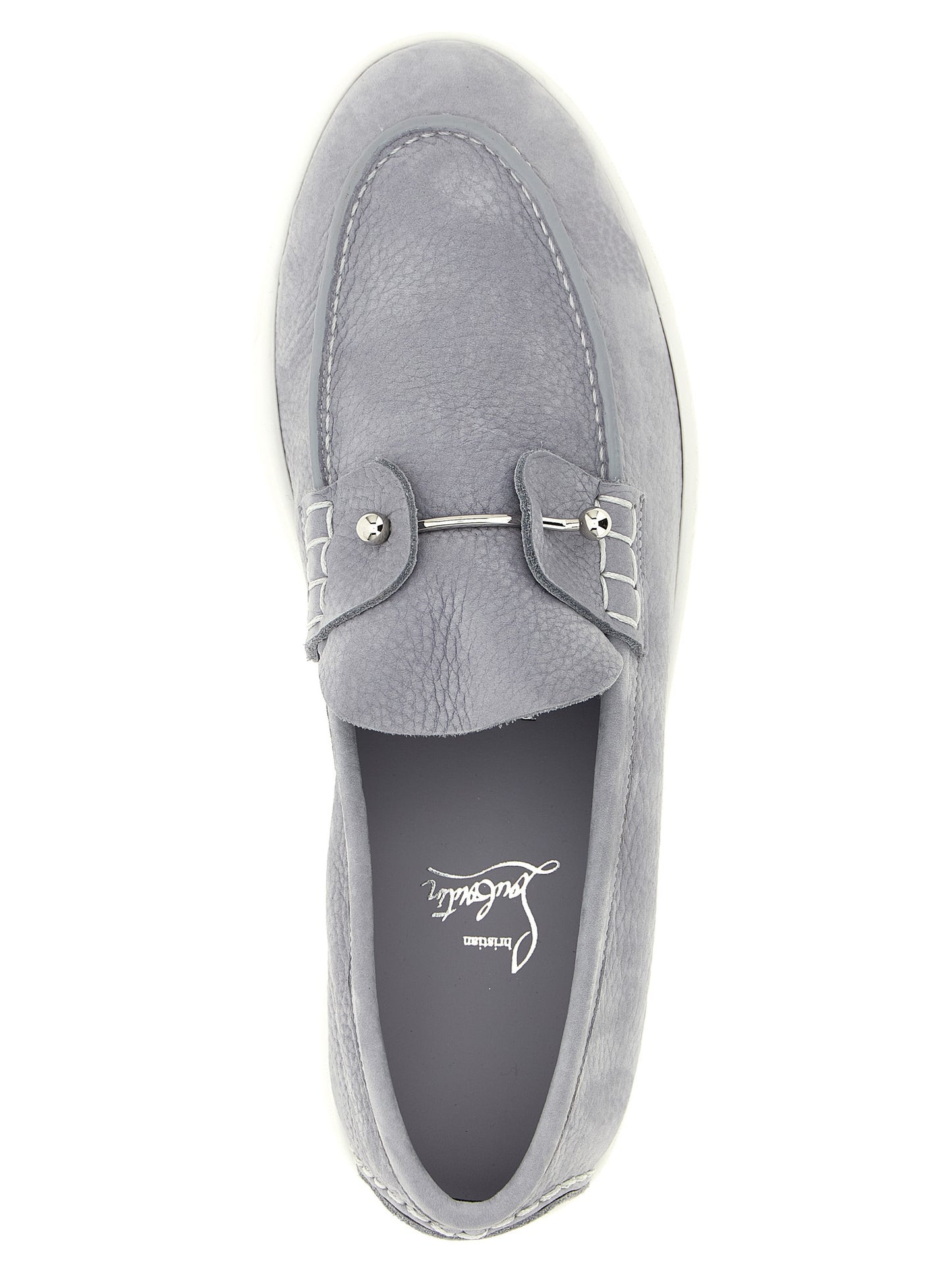Gray Calfskin Slip-On Loafers