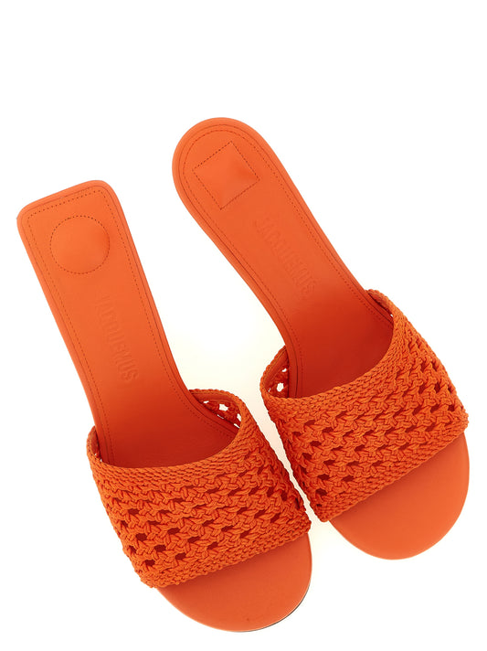 Orange Polyester Platform Sandals