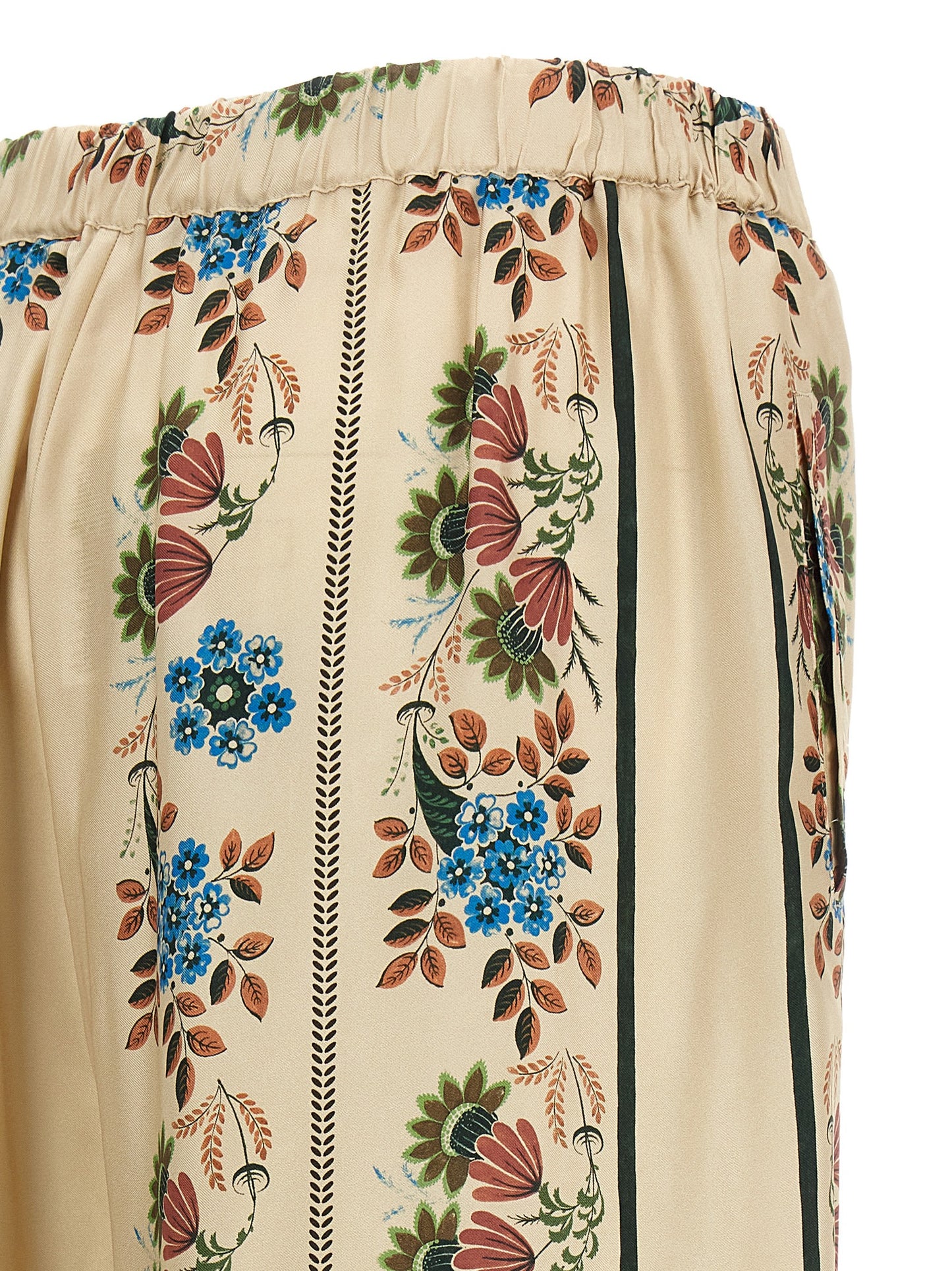Beige Silk Casual Pants