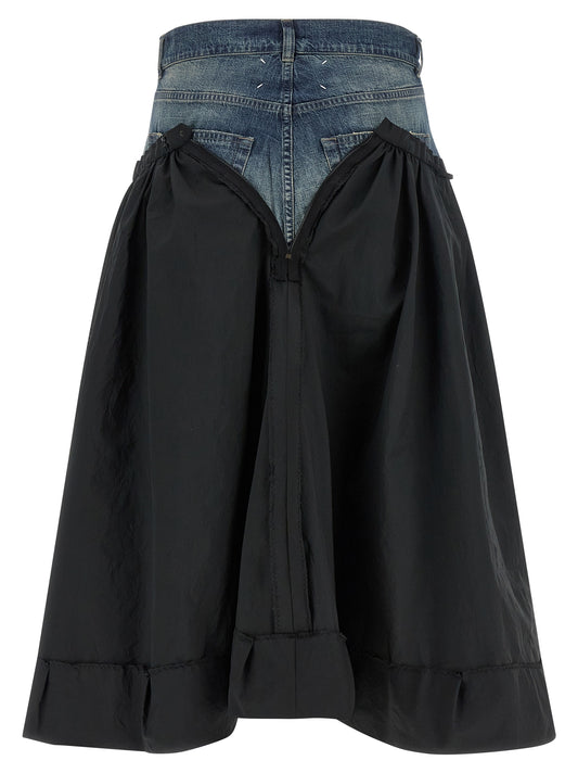 Multicolor Polyester Midi Skirt