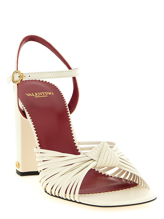 White Goatskin Stiletto Heel Sandals