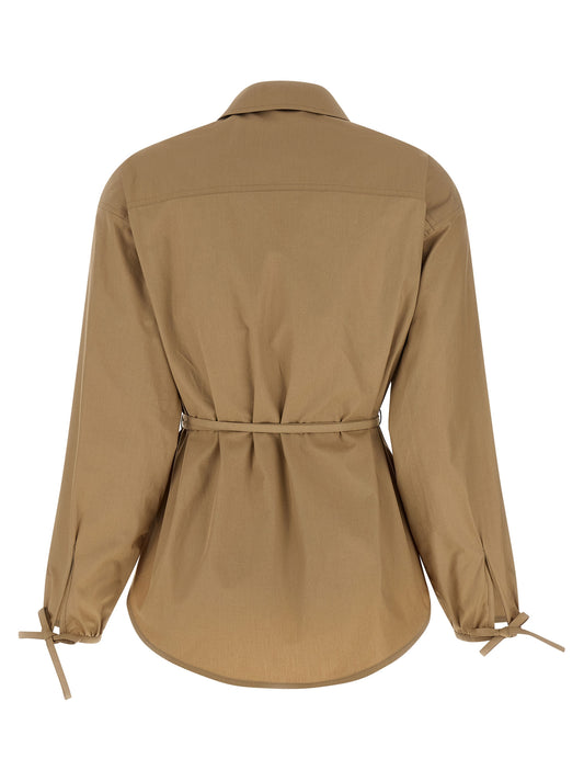 Beige Cotton Full-Length Jacket