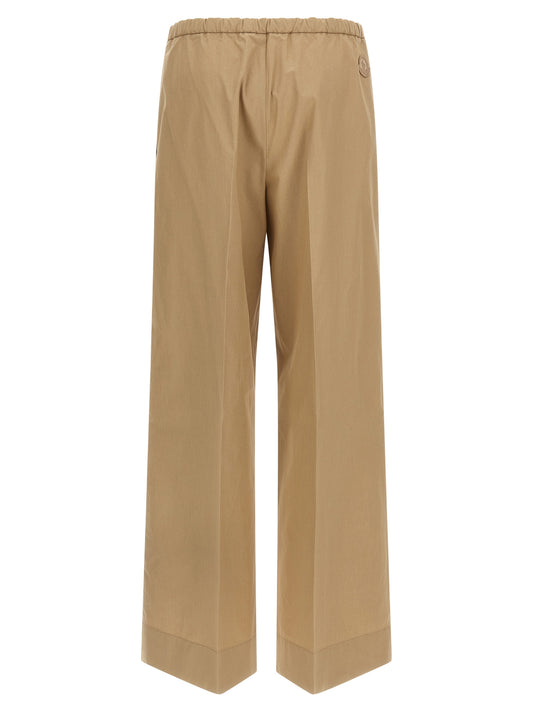 Beige Cotton Casual Pants