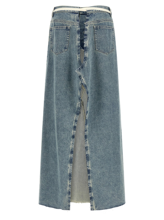 Blue Cotton Mini Skirt