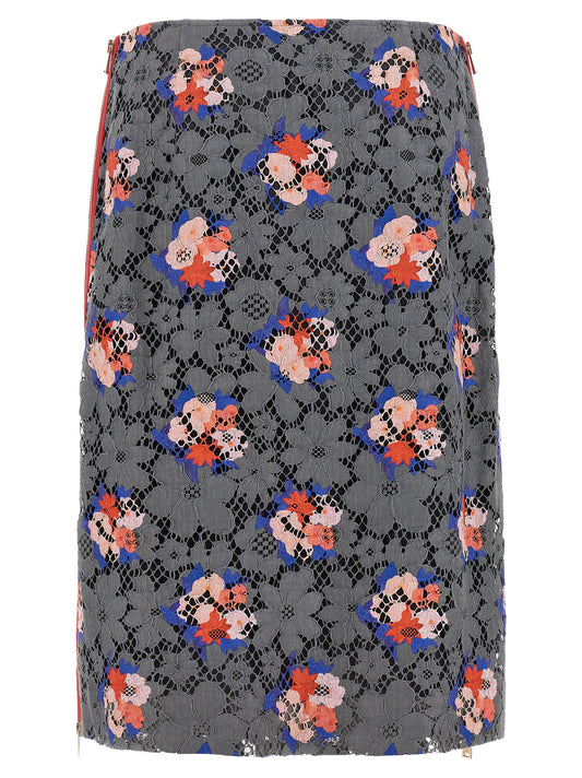 Gray Cotton Midi Skirt