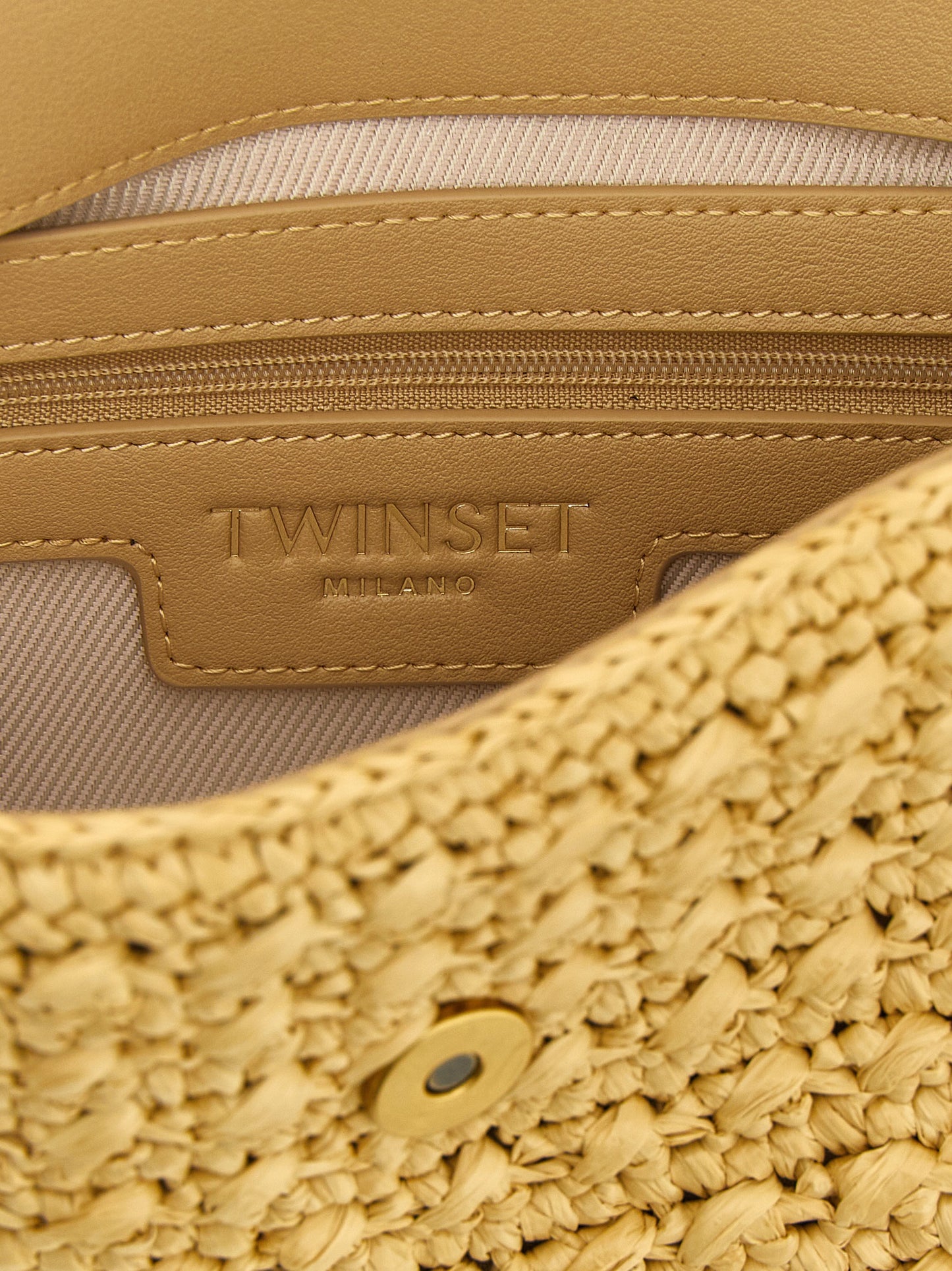 Beige Polypropylene Crossbody Bag