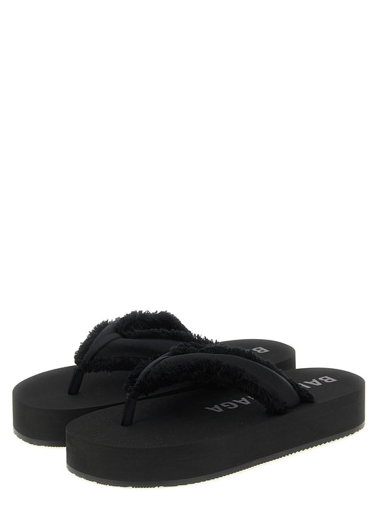 Black Viscose Slides