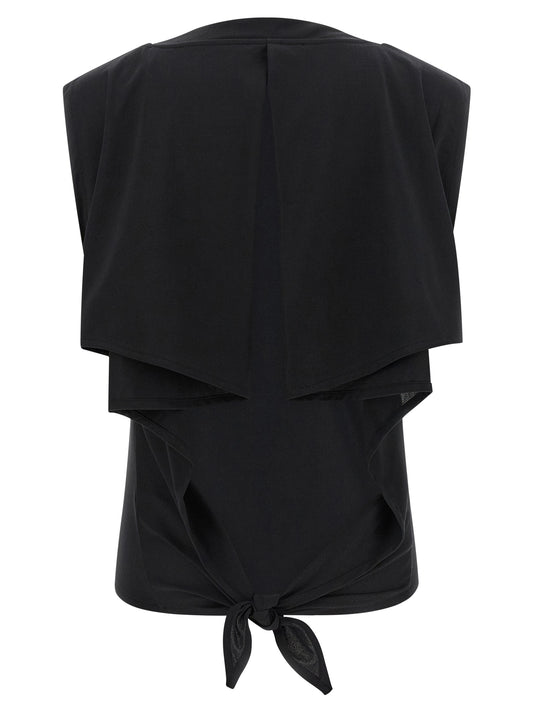 Black Paper Sleeveles T-Shirt