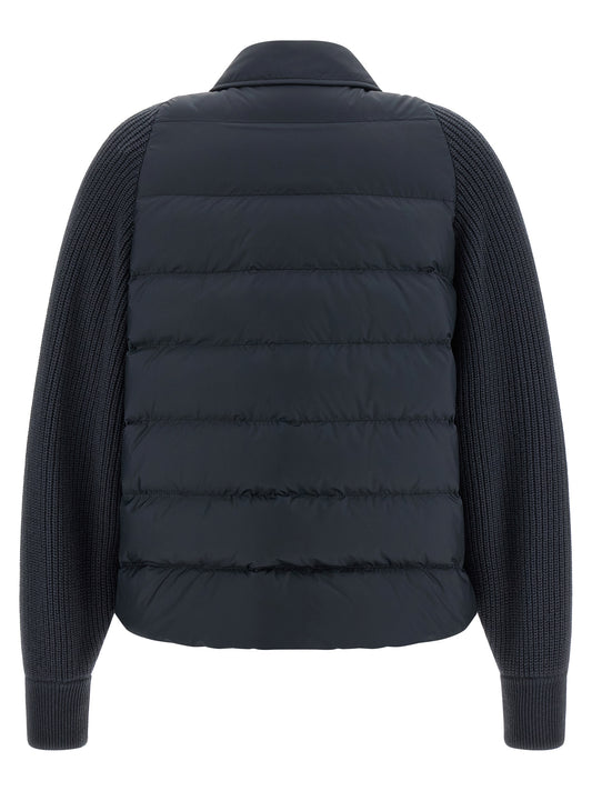 Blue Polyester Full-Length Jacket