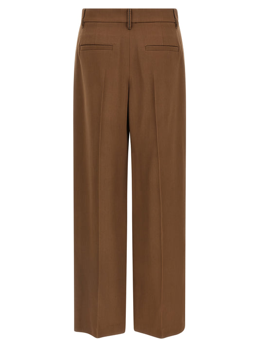 Brown Virgin Wool Casual Pants