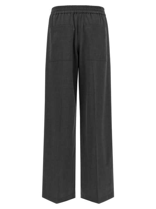 Gray Virgin Wool Flared Pants