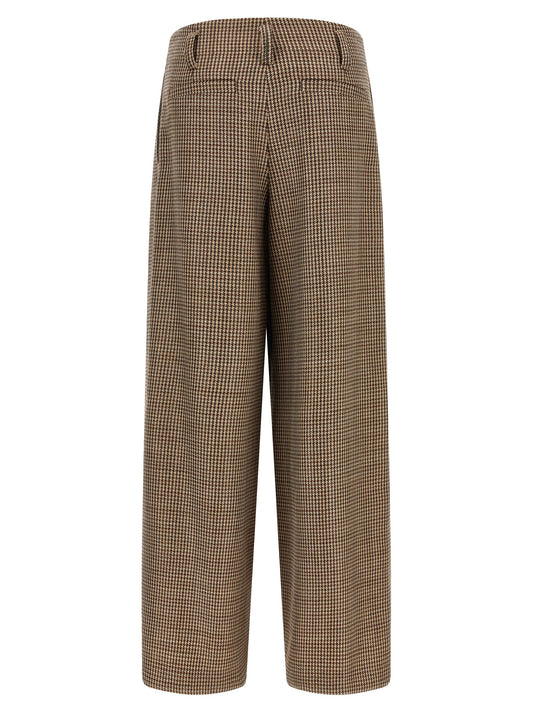 Brown Virgin Wool Flared Pants