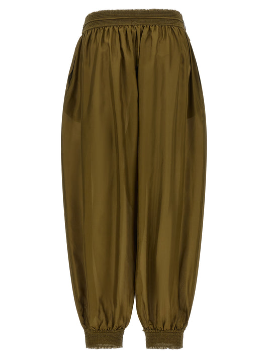 Bicolor Silk Casual Pants