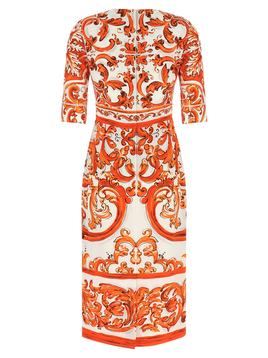 Orange Silk Midi Dress