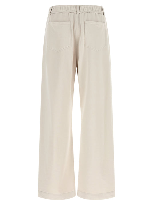 Beige Cotton Athletic Pants