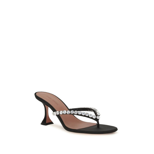 Black Silk Stiletto Heel Sandals
