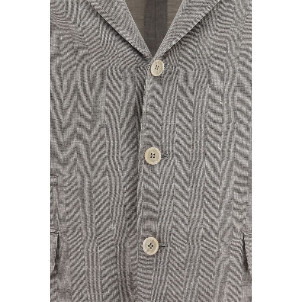 Beige Linen Full-Length Jacket