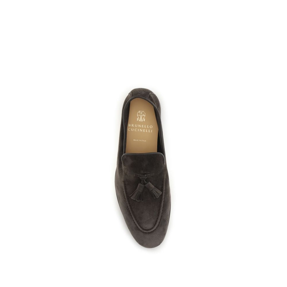Beige Calf Leather Bos Taurus Slip-On Loafers